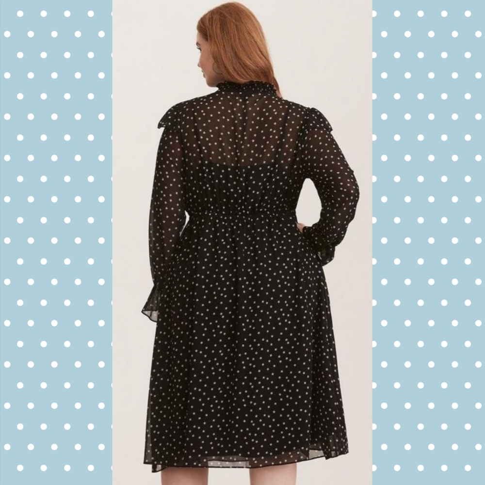torrid Black Polka Dot Midi Dress - Picture 4 of 5